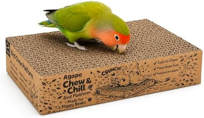 Agape Shreddable Bird Cardboard Platform, Natural Parrot Chew Toy and Perch
