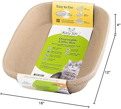 Kitty Sift Disposable Litter Box - Large - 3 Pack for Cat Owners, Cat Lovers with House-Cats, Neutral, Beige