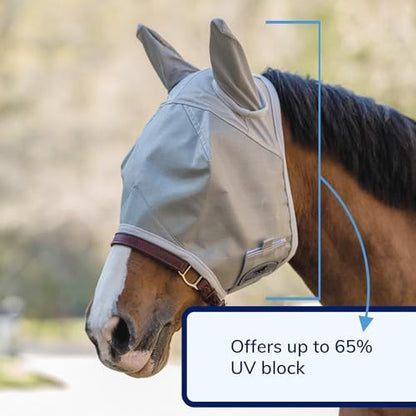 SmartEquine Fly Mask with UV Protection, Ears, and Mesh, Horse Size