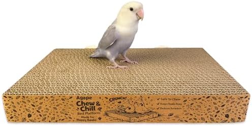 Agape Shreddable Bird Cardboard Platform, Natural Parrot Chew Toy and Perch