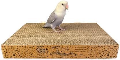 Agape Shreddable Bird Cardboard Platform, Natural Parrot Chew Toy and Perch
