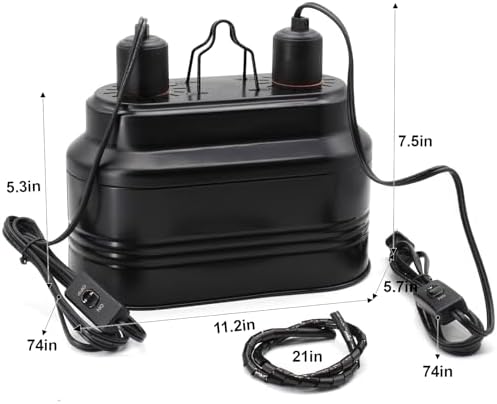 MECESOR Dual Reptile Lamp Fixture with Independent Switches, UVB & Basking Bulb Holder for Glass Terrarium Habitat - Reptile Light Fixture for Bearded Dragons,Turtles,Snakes & Lizards