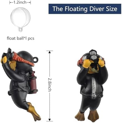 onesimcr Floating Fish Tank Decorations, Aquarium Decorations, Lovely Diver Fish Tank Decorations, Floating Device Fish Tank Accessories，Suitable for All Kinds of Fish Tanks(Black)…