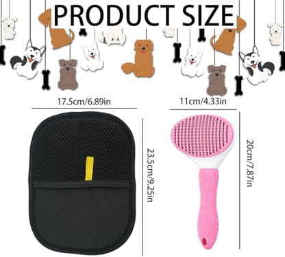 Pet Hair Remover Gloves 2 Pack with Comb, Reusable Electrostatic Pet Hair Removal Mitt for Couch, Car Seats, Clothes & Bedding, Dog & Cat Fur Remover for Furniture & Upholstery