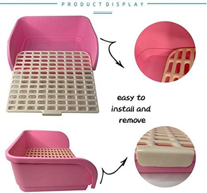 Hamiledyi Large Rabbit Litter Box Corner Bedding Box Chinchilla Toilet Trainer Square Potty Pet Pan for Adult Guinea Pig, Galesaur.Ferret and Other Animals