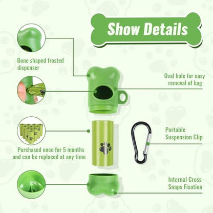 INNOLIFE Biodegradable Dog Poop Bag, 150 Counts Dog Poop Bag Rolls with Dispenser, Scented Leak Proof Pet Waste Bag, Green Dog Bags for Poop