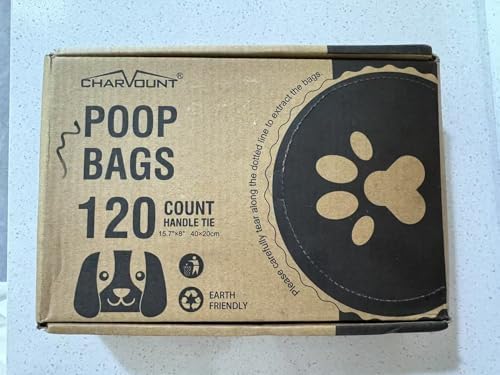 Charmount 120 Counts Unscented Dog Poop Bags Rolls with Handles