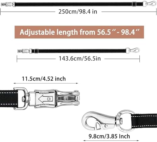 4 Pack Heavy-Duty Cross Ties for Horse - Adjustable Nylon Cross Ties with Panic Snap and Bull Snap (56.5"-98.4"), All-in-One Set with 4 Pack Tie Rings & 16 Matching Screws. (4 Pack-B)