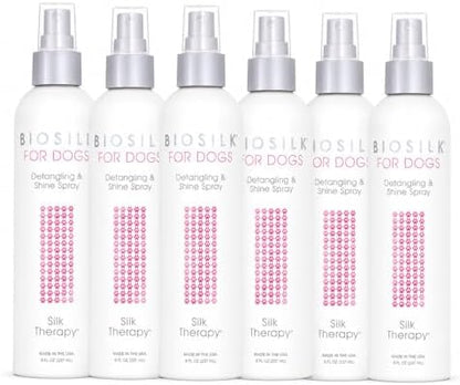 BioSilk for Dogs Silk Therapy Detangling and Shine Spray, 8 Fl Oz, 6-Pack