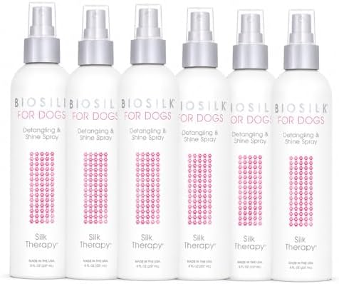 BioSilk for Dogs Silk Therapy Detangling and Shine Spray, 8 Fl Oz, 6-Pack