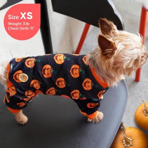KYEESE Halloween Dog Pajamas for Small Dog Velvet Onesie with Pumpkin Print