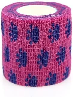 Self Adhesive Bandage Wrap Animal Cohesive Bandage Self Adherent Wrap First Aid Tape for Dogs Cats Horses Birds & Wrist Healing Ankle Sprain (2 Inch Pink Set 6 Rolls)