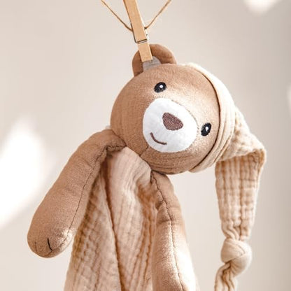 lulumoon Bear Baby Security Blanket: Skin-Friendly Muslin Snuggle Lovey