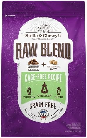 Stella & Chewy's Raw Blend Premium Kibble Cat Food – Grain Free, Protein Rich Meals – Cage-Free Poultry Recipe – 5 lb. Bag