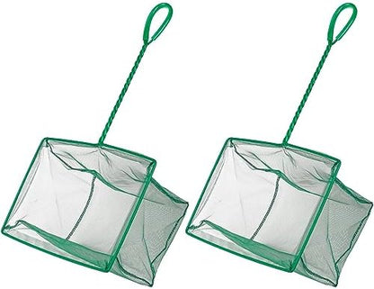 Pawfly Aquarium Fish Net with Braided Metal Handle Square Net with Soft Fine Mesh Sludge Food Residue Wastes Skimming Cleaning Net for Fish Tanks Small Koi Ponds and Pools