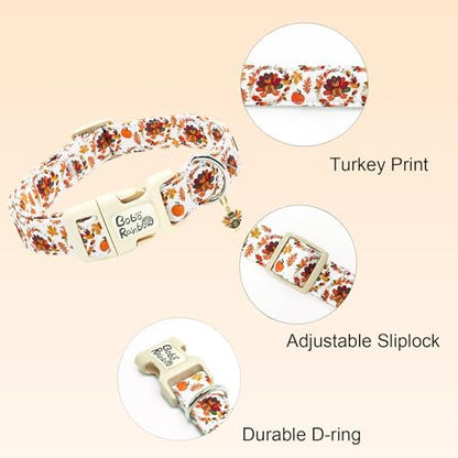 Dog Collars - Thanksgiving Turkey Print, Soft & Adjustable for X-Small Puppies