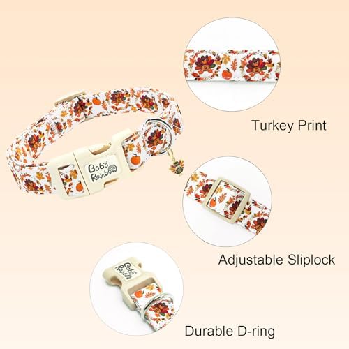 Dog Collars, Thanksgiving Day Pet Collar Holiday Dog Collar Turkey Print Pet Collar Durable Collar Cute Puppy Collar Soft Dog Collars Adjustable Dog Collar Gift for Medium Dogs