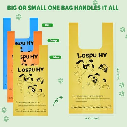Poop Bags for Dogs, 300 Count Extra Thick Strong Leak Proof Dog Poop Bags with Handles, Pet Waste Bag for Waste Refuse Cleanup, Outdoor Puppy Walking and Cats Litter