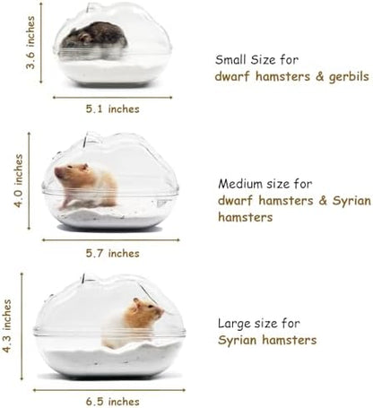 Hamster Sand Bath Container, Hamster Sand Bath Box, Hamster Sand Bathtub with Cleaning Scoop, Big Space, Easy to Clean, Avoid Bath Sand Out, Perfect for Dwarf Hamster (Medium)