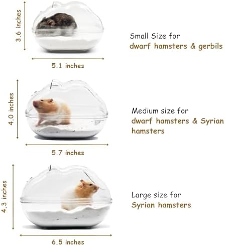 Hamster Sand Bath Container, Hamster Sand Bath Box, Hamster Sand Bathtub with Cleaning Scoop, Big Space, Avoid Kicking Sand Out, Easy to Clean, Perfect for Dwarf Hamster, Syrian Hamster(Large)