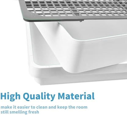PODOO Rabbit Litter Box – Training Potty Tray for Guinea Pig & Small Pets · Spacious Grid Pan with Low Entrance, Easy-Clean & Odor-Resistant—Helps Keep a Clean Cage and Reduce Mess
