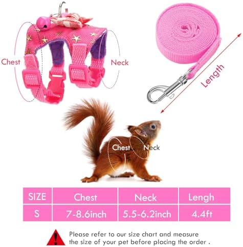 SATINIOR 2 Pieces Small Hamster Harness and Leash Set,S,Blue, Pink