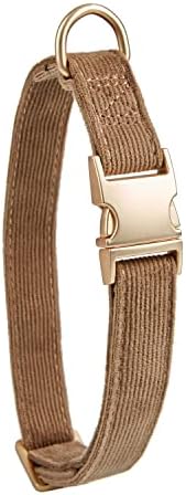 Soft Corduroy Fibric Dog Collar with High Grade Metal Buckle, for Medium Dogs.(Brown,Medium:12-19")