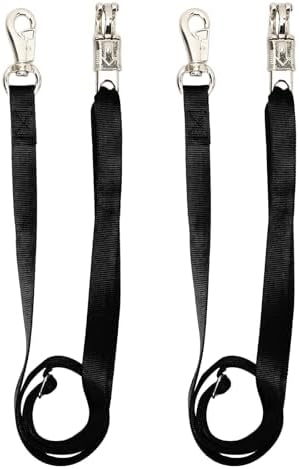 2PCS Cross Ties,Adjustable Nylon Cross Ties for Horse Horse Trailer Tie with Panic Snap and Bull Snap, Adjustable Length from 44.5-78.5 Inch,Black