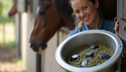 Drop 'N' Slow® Patented Portable Equine Slow Feeder Insert Fits 12 Inch Round Feed Tubs – Reduces Choke, Curbs Bad Eating Habits, Promotes Healthy Digestion