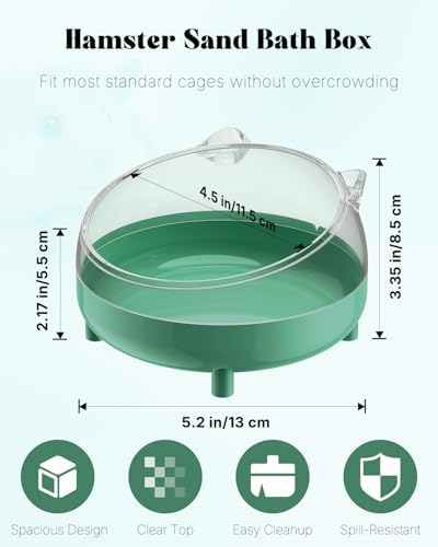 Pawfly Hamster Sand Bath Container, Hamster Sand Bath Box, Hamster Bathtub, Hamster Bathroom, Hamster Toilet, Plastic Dust Bath for Dwarf Hamsters, Syrian Hamsters, Mice, Gerbils & Small Animals