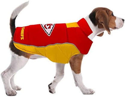 Pets First Kansas City Chiefs Puffer Vest, Small, Waterproof Dog Coat, NFL Licensed Pet Warming Sports Jacket