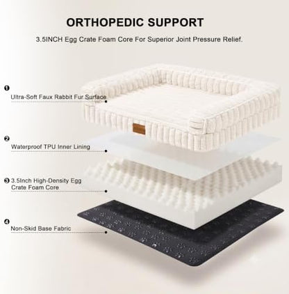 Orthopedic Large Dog Bed Furry Pet Bed, Washable Cover 48''X30''