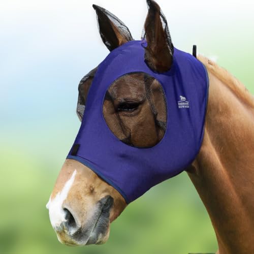 Harrison Howard Super Comfort Stretchy Fly Mask Large Eye Space with UV Protection Soft on Skin with Breathability Navy Blue XL Extra Full Size