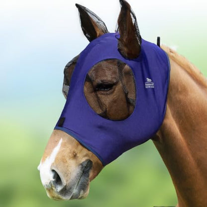 Harrison Howard Super Comfort Stretchy Fly Mask Large Eye Space with UV Protection Soft on Skin with Breathability Navy Blue XL Extra Full Size