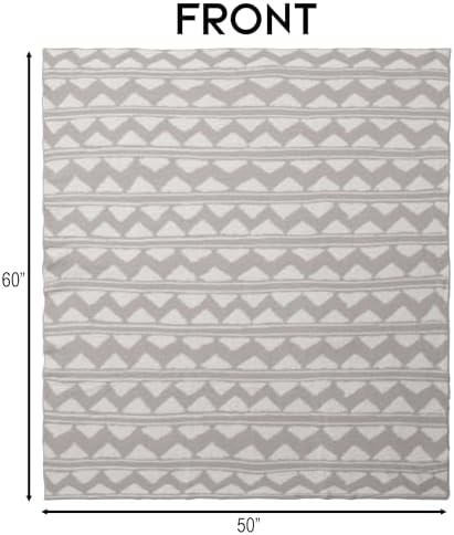 Carstens, Inc. Luxury Soft Stretchy Reversible Plush Throw Blanket, Large 50" x 60", Western Grey Stripe Aztec
