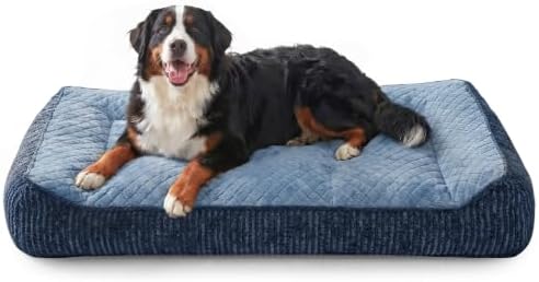 JOEJOY XL Orthopedic Dog Bed for Large Dogs - Extra Thick Foam Pet Bed Sofa with Bolster Sides, Large Sized Dog Couch Bed with Removable Washable Cover, Non-Slip Bottom, Blue (45"x32")