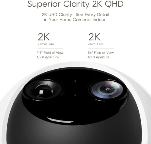 VSTARCAM Dual Lens Indoor Security Camera, 2K QHD with 10X Zomm, 360° Pan-Tilt 2.4GHz with Color Night Vision, Motion Detection, Real-time Alerts, 2-Way Audio, Cloud & SD Card Storage(up to 256GB)