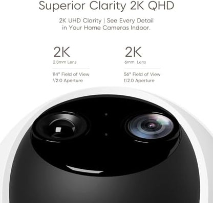 VSTARCAM Dual Lens Indoor Security Camera, 2K QHD with 10X Zomm, 360° Pan-Tilt 2.4GHz with Color Night Vision, Motion Detection, Real-time Alerts, 2-Way Audio, Cloud & SD Card Storage(up to 256GB)