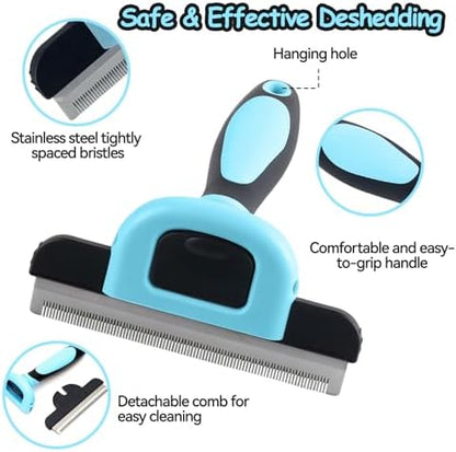 Deshedding Brush for Dogs & Cats, Stainless Steel Pet Brush