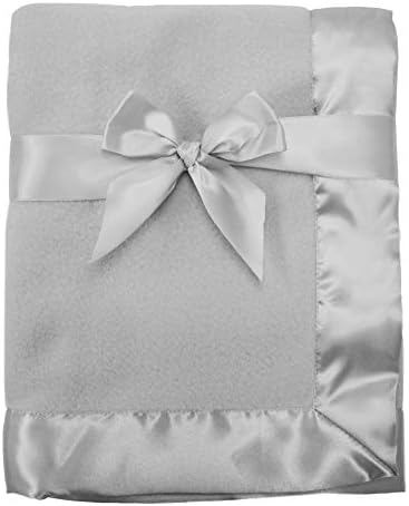 TL Care Fleece Blanket (30" x 40") with Silk-Like Satin Trim, Soft, Warm & Cozy, Gray, for Boys and Girls, Perfect for Baby Carrier, Stroller, Travel and Gifting