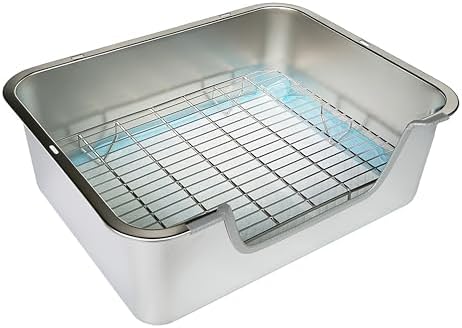 Stainless Steel Rabbit Sifting Litter Box (L & Hay Feeder)