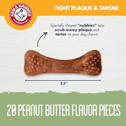 Arm & Hammer Nubbies Dental Treats for Dogs, Peanut Butter, 20 Count