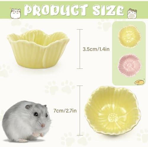 Small Ceramic Pet Hamster Bowl, Easy to Clean Anti Flipping Hamsters Food and Water Bowl, Small Animal Bowls for Dwarf Hamster, Parrots (Pink, s)