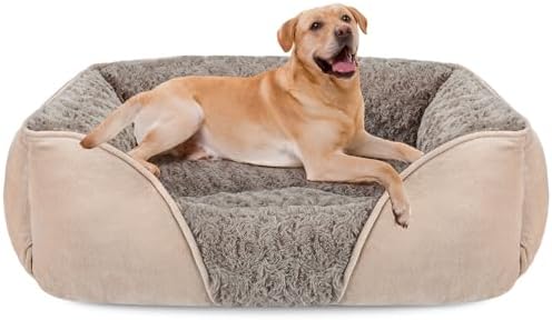 INVENHO XX-Large Dog Bed for Large, Medium, Small Dogs - Rectangle, Washable, Orthopedic, Soft, Calming, Durable Pet Cuddler with Anti-Slip Bottom - XXL (42"x30"x10")