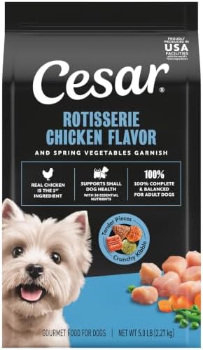 Cesar Dry Dog Food Chicken Flavor and Vegetable Garnish, 5 lb. Bag
