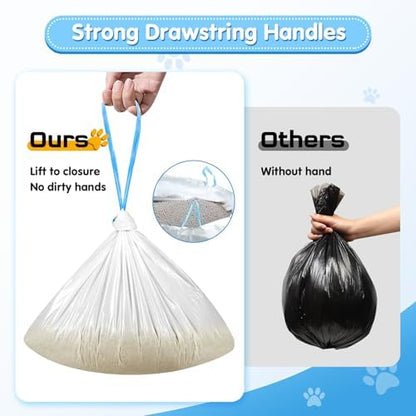 Self Cleaning Cat Litter Box Liner - 60 Counts, Drawstring Cat Litter Waste Container Bags for Self-Cleaning Litter Boxes, Durable, Tear-Resistant, Liquid-Tight