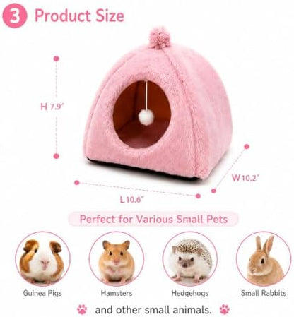Guinea Pig Bed House Cozy Cave for Hamsters,Hedgehogs Small Rabbits (Pink)