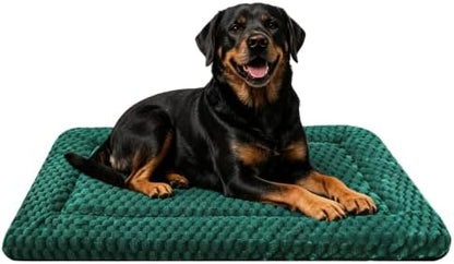 Dog Bed Mat - Dog Crate Pad - Reversible Mat for Pet Comfort - Soft Bed Crate Pads for All Seasons - Durable, Machine Washable Mat for Crates, Travel, and Home (Dark Green, 35" L*23" W*1.5" Th)
