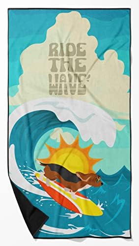 Caroline's Treasures MLM1188TWL3060 Surfer Dog Tricolor Basset Hound Premium Beach Towel Oversized Towel Beach Blanket, Pool, Beach Essentials, Yoga, Premium Bath Towel, Quick Dry Plush