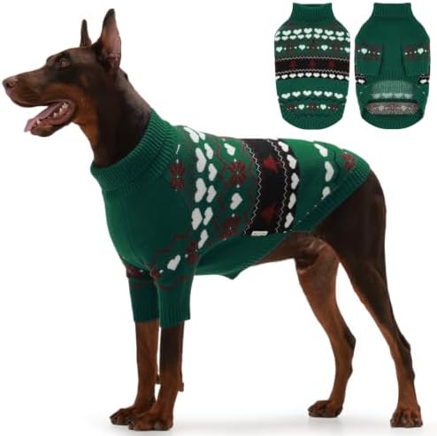 IECOii Warm Dog Sweater, Turtleneck Knitted Winter Clothes for Cold Weather